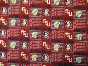 FLORIDA STATE UNIVERSITY FSU SEMINOLES HELMET ARROW BLOCKS COTTON FABRIC FQ  - Picture 1 of 6