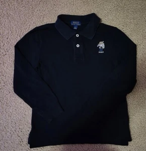 kids size 7 black ski polo ralph lauren long sleeve shirt - Picture 1 of 3