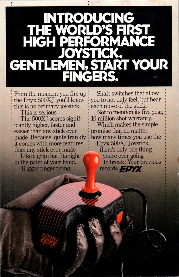Joystick Vintage Original EPYX 500 XJ Inserto Publicitario con Commodore 128D Foto 1 de 1