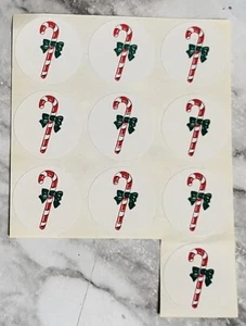 Vintage Scratch n Sniff Candy Cane Stickers. Peppermint Scent. Lots of Scent. 10 - Picture 1 of 4