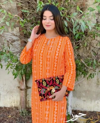 Trendy Chunri Bandini Block Printed Kurti Free Pant  2pc Co rds M 40 - Image 1 of 4