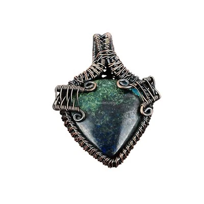 Подарочный кулон из проволоки с азуритом малахитом ювелирные изделия медь валентинка 2,24 дюйма - Изображение 1 из 4