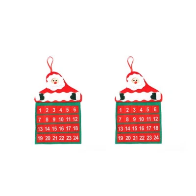 2Pcs Santa Claus Christmas Advent Calendar Wall Hanging Decoration Xmas Gifts - Image 1 of 4