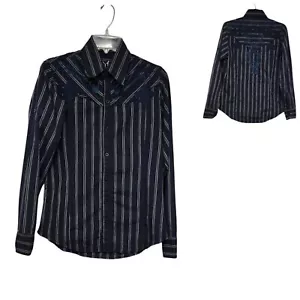 Mens Monarchy Button Down Embroidered Raw Hem Detail Size Large - Picture 1 of 9