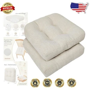 Comfortable U-Shaped Dining Chair Pads 2 Pack with Non-Slip Design, Beige - Picture 1 of 9