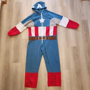 Marvel Captain America Adult Small Jumpsuit Fleece Pajamas Costume Union Suit - Picture 1 of 14