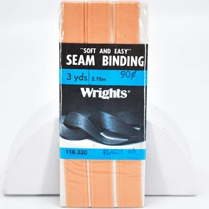Vtg 1984 Wrights Peach 60 Soft Easy Polyester Seam Binding 3yds 116 330 - Picture 1 of 2