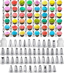 48PCS Cake Decorating Piping Tips Set with Coupler for Icing & Frosting - Picture 1 of 6