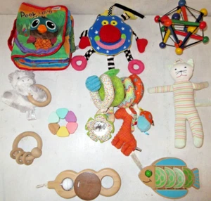 Wooden & Cloth Baby Toy Lot Bundle Sensory Tummytime Developmental Baby Toy Lot - Picture 1 of 1