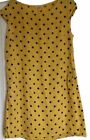 Hd Diffusion Paris Yellow Black Polka Dot Print Linen Short Sleeve Shirt Dress L