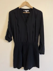JL Jennifer Lopez Womens Jumpsuit Romper Dress Short 2 Black Sheer Casual Button - Picture 1 of 23
