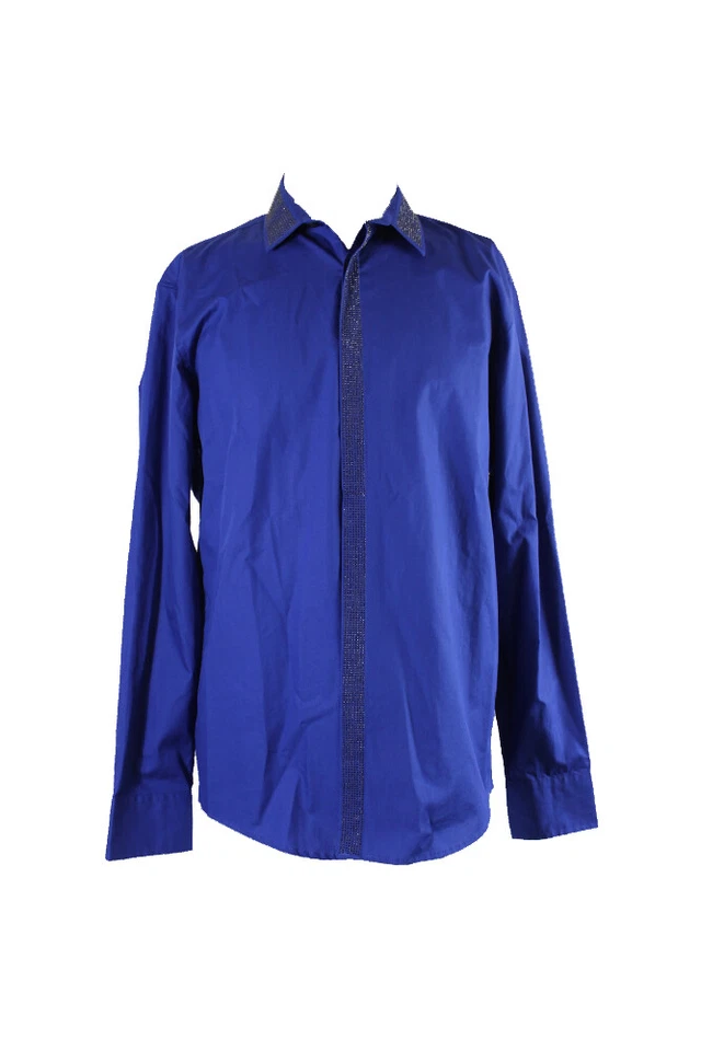 Inc International Concepts Cerulean Blue Studded Shine Shirt M — 第 1/3 张图片