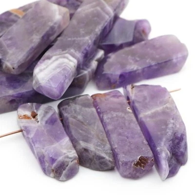 10 chevron amethyst freeform spike beads long top drill purple white asst size - Image 1 of 4