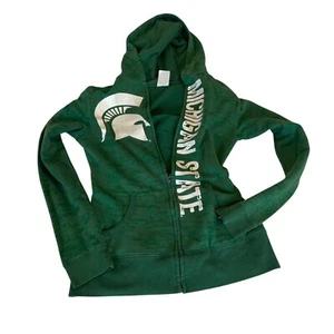 Sudadera con capucha con cremallera verde Burn Out de Michigan State Spartans para mujer S ropa creativa - Imagen 1 de 10