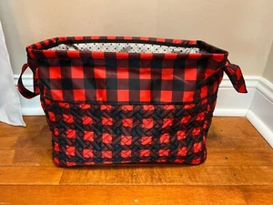 Lug Bushel Home Organizer Double Handle Basket/Bin Red Plaid Print - Picture 1 of 6