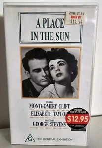 A Place in the Sun VHS Elizabeth Taylor Montgomery Clift 1951 PAL video 1995 Aus - Picture 1 of 7