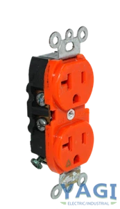 Leviton 8300-OIG Duplex Receptacle 20A 125V 2P 3W NEMA 5-20R Orange Hosp Grd - Picture 1 of 6