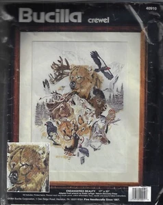 Bucilla Crewel Kit~Endangered Beauty ~Cross Stitch Kit # 40910 - Picture 1 of 2
