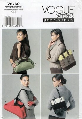 Bolsos y bolsos de mano forrados Vogue V8760, detalle plegable estilo origami patrón SIN CORTAR Foto 1 de 3