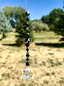 Window Suncatcher Car Charm Rearview Made w/ Swarovski Crystals Sun Catcher 🖤 - Picture 1 of 5