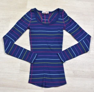 Y2K OP Ocean Pacific Langarm Thermo Shirt Oberteil Streifen blau XS Vintage 2000er - Bild 1 von 4