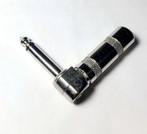 Conector de ángulo de 6,5 mm mono enchufe CROMO para cable de audio AMP cable de línea de cable - Imagen 1 de 1