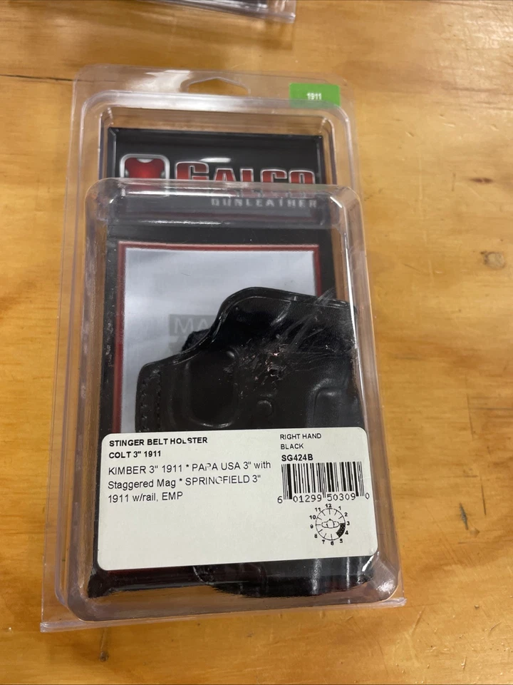 Coldre de cinto de couro GALCO STINGER MÃO DIREITA OWB COLT 3" 1911 PRETO #SG424B - Imagem 1 de 3