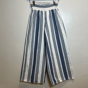 Altard State Blue White Linen Blend Pull On Wide Leg Pants Size Small - Picture 1 of 13