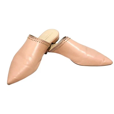 COLE HAAN RAELYN Leather Flat Mule pointed shoes womens 8 Pink Studded Scalloped - Image 1 of 4