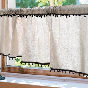 Linen Valances for Windows,Boho Kitchen Valances,Country Rustic Window Treatm... - Bild 1 von 9