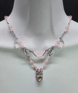 Collar de cuentas único hecho a mano de plata de ley 925 con rubí inspirado en el corazón dulce - Imagen 1 de 11