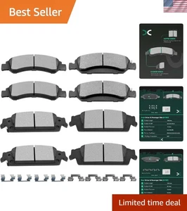Brake Pads Kits Front Semi-Metal Rear Ceramic 8pcs Fit for Cadillac Escalade,... - Foto 1 di 9
