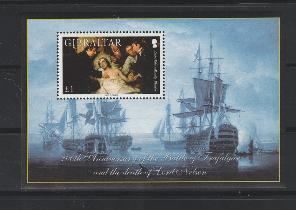 JY-GIBRALTAR 1028 - Трафальгарская битва "Нельсон смертельно ранен" S/S как новый без наклеек и следов - Изображение 1 из 1