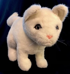 Vintage Walmart WHITE CAT Standing Plush Amber eyes Realistic Stuffed Kitty T6 - Picture 1 of 3