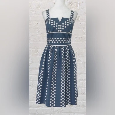 NWD Madison Leigh Slat Blue Polka Dot Retro 50s Fit Flare Midi Dress 16 XL - Image 1 of 4