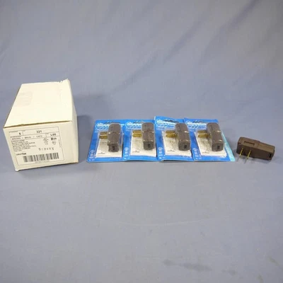 5 Leviton Brown Side Mount Easy-Wire Angle Plugs 15A 1-15P Non-Polarized 321 - Image 1 of 4