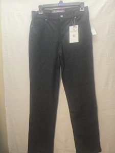 Gloria Vanderbilt Amanda Pants Size 6 Petite Straight Leg Herringbone Black Gray - Picture 1 of 10