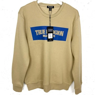 Sudadera True Religion Logo Arco Repujado Beige Suave Forrada de Vellón Talla Mediana  Foto 1 de 4