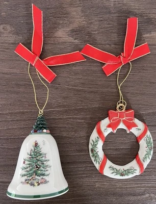 Spode Árbol de Navidad Campana de Vacaciones Corona Porcelana Adorno Lote NUEVO Foto 1 de 3