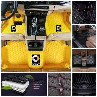 Für Smart PU Auto Fußmatten Kofferraummatte Alle Wetter Wasserdicht Rutschschutz - Bild 1 von 4