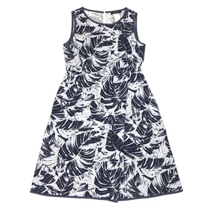 Weekend MaxMara Linen Blue White Tropical Print Sleeveless Dress Size 16 - Picture 1 of 10