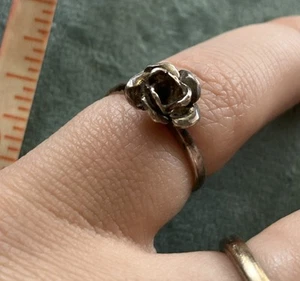 Antique Rose Silver Ring From Denmark Size 4 - Picture 1 of 5