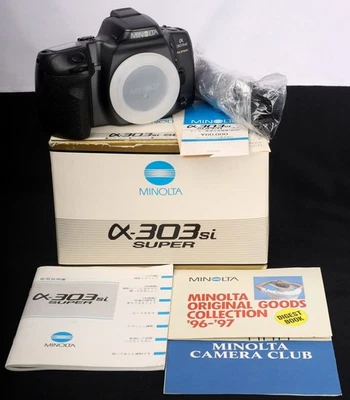 MIB Minolta Alpha 303si Super 35mm Film AF SLR Body Only c/w Straps & Manual Kit - Image 1 of 4