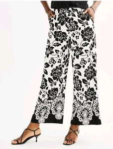 Drapper James Damen geblümt weites Bein Leinenmischung Schlupfhose Gr. L - Bild 1 von 12
