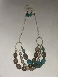 New York Collection Triple-Strand Stone Necklace & Earrings Set-Fashion Jewelry - Picture 1 of 5