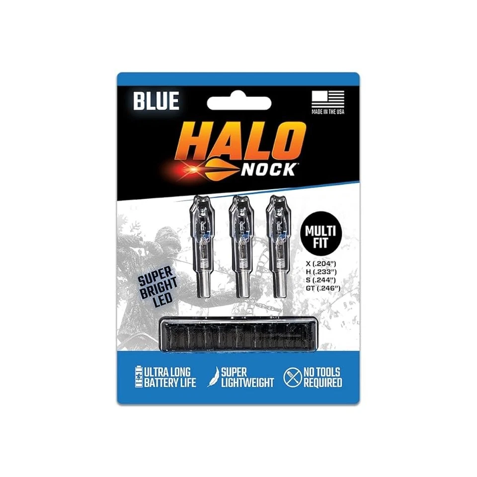 Halo Nocks Lighted Nock UNIVERSAL FIT 3-pack Blue - Image 1 of 1