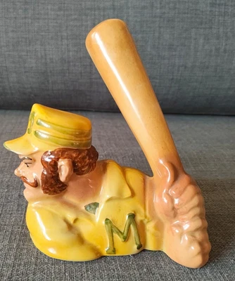 Vintage Ezra Brooks Baseball Player Whisky Alcohol Decanter Bottle Top Only - Image 1 of 4