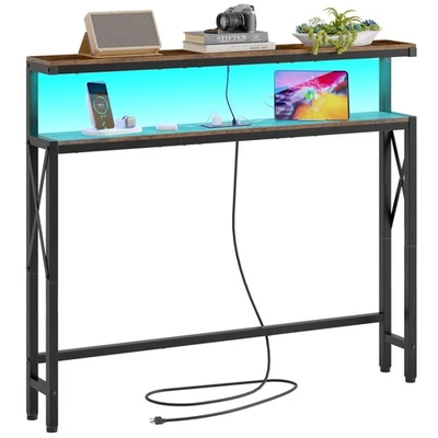 Узкий консольный столик 5,9 дюйма со светодиодной подсветкой и зарядной станцией 46,8 дюйма сзади Co... - Изображение 1 из 4