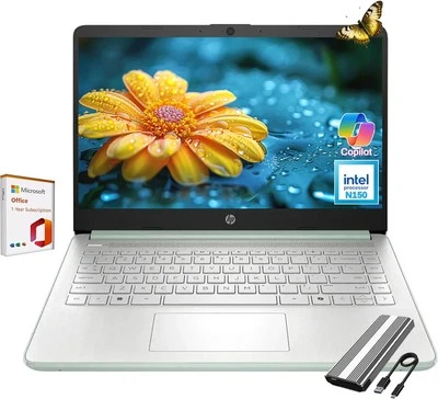 HP 14” Ultra Light Students Business Laptop, 4GB RAM, 640GB Storage, Intel N150 - Image 1 of 4