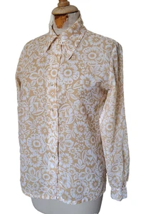 Chemise Chemisier femme Vintage 70 blouse shirt T.38 M - Imagen 1 de 8